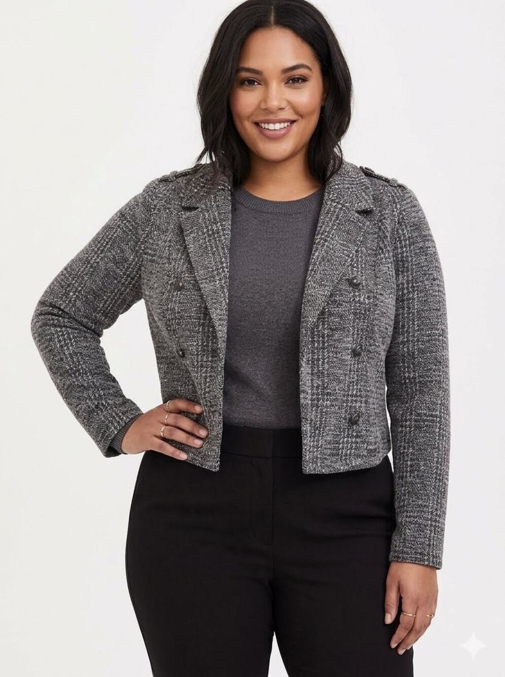 Torrid Grey Studio Double Knit Crop Military Jacket 1X NWT